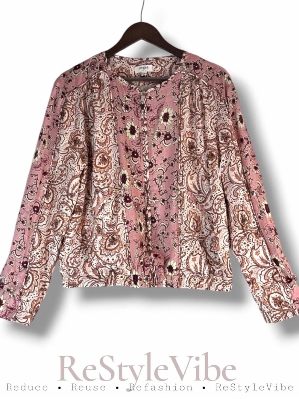 UMGEE Women’s Size S Jacket Coat Lightweight Lined Floral Pattern Zipper NWT